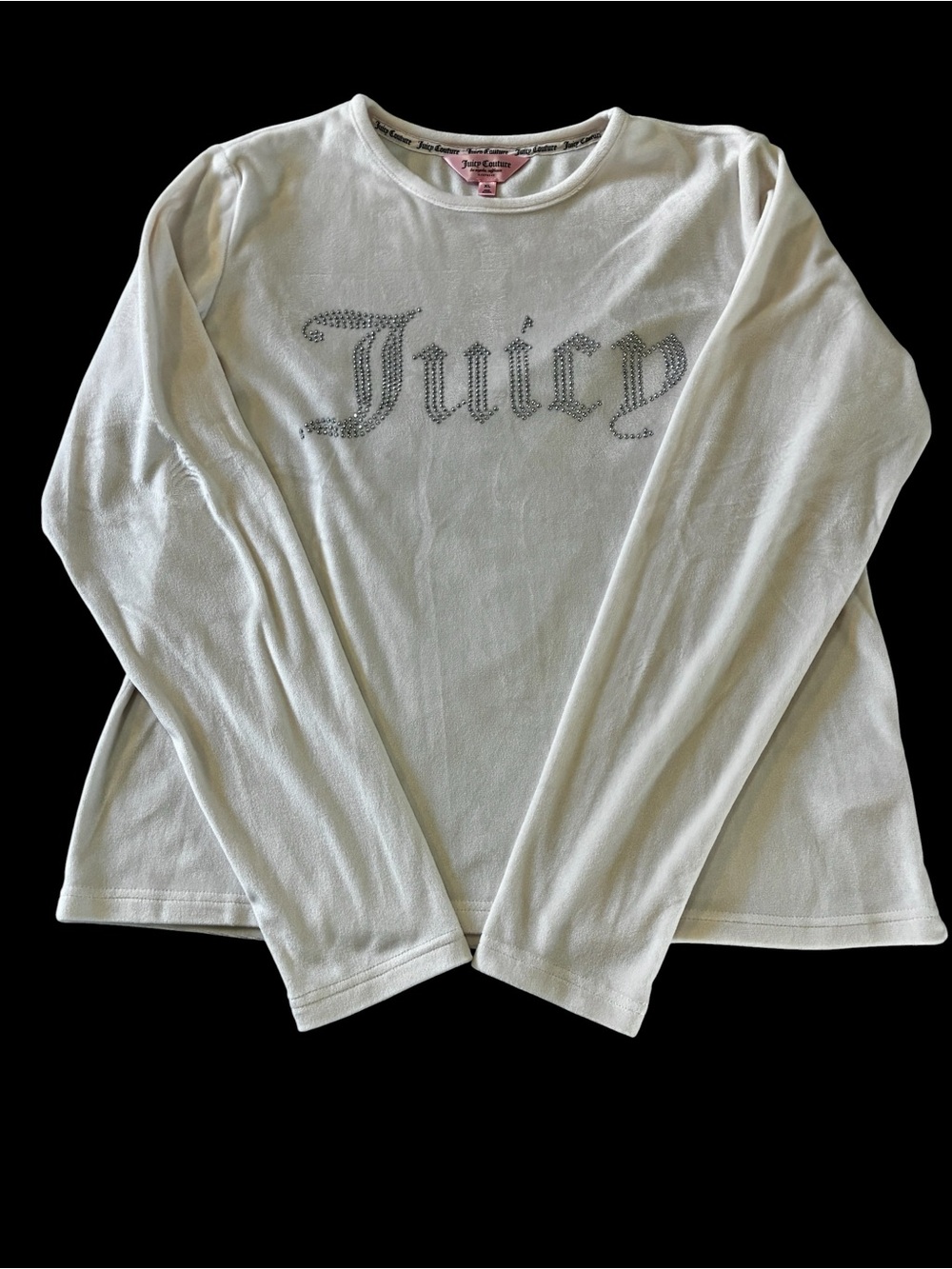 Juicy Couture Cream Long Sleeve Velour  with Rhinestone accent